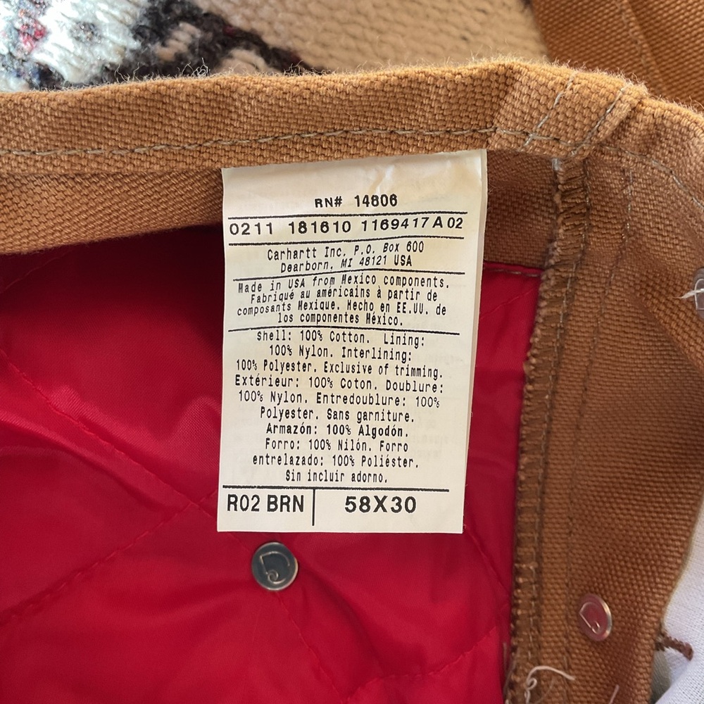 Carhartt Vintage USA Union Made Quilt-Lined Duck Bib Overalls 56/30 NWOT - Picture 13 of 13